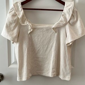 Madewell | Crosshatch Square Neck Ruffle Top